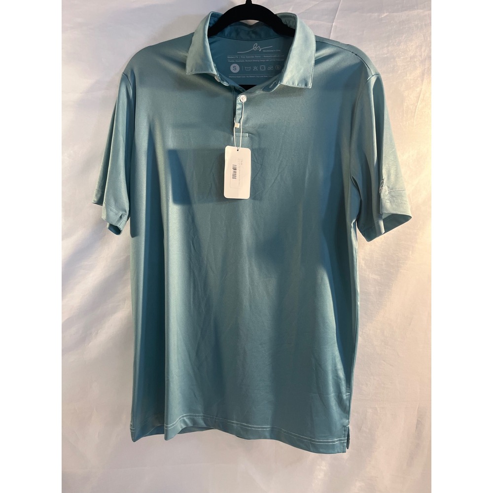 Boston Scott Golf GEN 1 Polo Shirt Purist Blue Mens Small Moisture Wicking UPF50